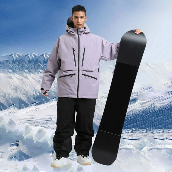 Men's Winter Outdoor Sports Snowsuit Unisex Snow Jackets with Ski Pants Insulated Warm Waterproof Windproof Ski Outfits Purple XS