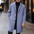 thumbnail image 1 of Men's Winter Outerwear Trench Coat Solid Color Mid Length Long Sleeve Lapel Collar Button Front Pockets, 1 of 3