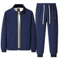 thumbnail image 1 of Men's Winter Outfits Sherpa Fleece Lined 2-Piece & 3-Piece Tracksuits Sweatsuits Warm Sports Casual Jogging Sets (2XL, Blue-2PC), 1 of 3