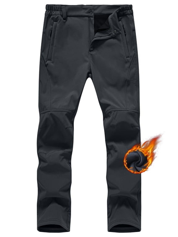 Men's Winter Pants Fleece Lined Ski Snow Pants Water Resistant 3 Zip Pockets Outdoor Pants