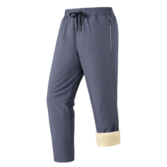 Men's Winter Pants Trendy Thermal Elastic Waist Drawstring Trousers With Zipper Pockets Plus Size Velvet Casual Pants (3XL, Gray)