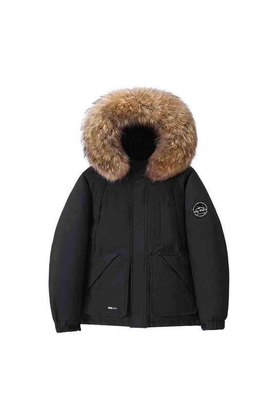 Men's Winter Parka Jackets Warm Down Coats Insulatedd Thermal Snowboard Jacket Raincoat with Faux Fur Hood Beige XL