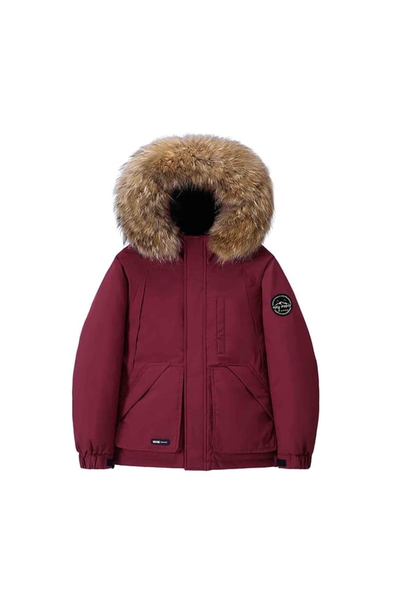 Men's Winter Parka Jackets Warm Down Coats Insulatedd Thermal Snowboard Jacket Raincoat with Faux Fur Hood Gold S