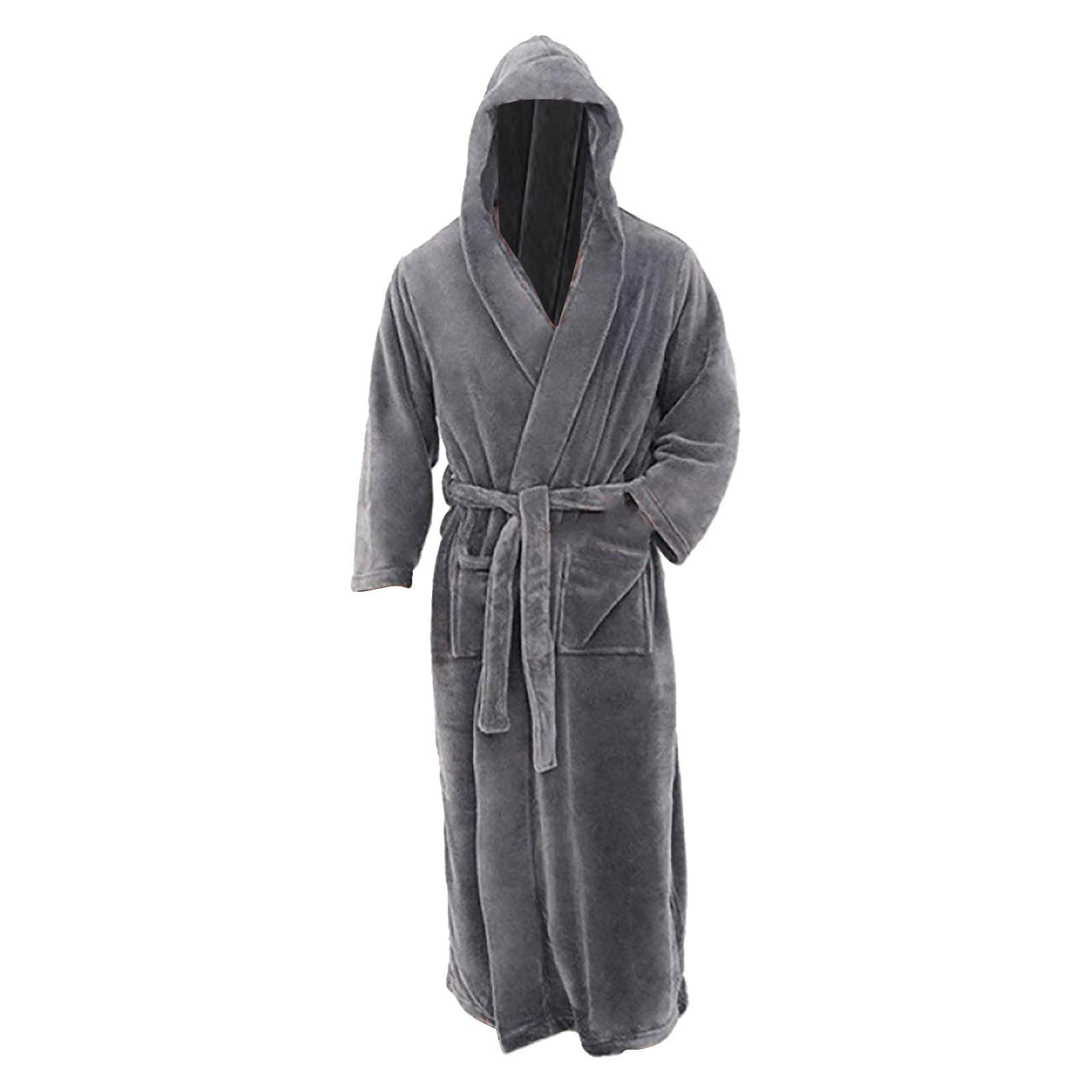 Men's Winter Plush Lengthened Shawl Bathrobe Home Clothes Long Sleeved