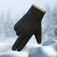thumbnail image 1 of Men's Winter Plush Lined Touchscreen Gloves, Thickened Windproof Cold Proof Outdoor Gloves, Thermal Insulated Work Gloves with Smartphone Compatibility Black, 1 of 2