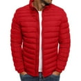 thumbnail image 1 of Men's Winter Puffer Jacket Long Sleeve Stand Collar Coat Full Zip Warm Padded Outerwear Cold Weather New Mens Jackets Casual Fall Red XL, 1 of 2