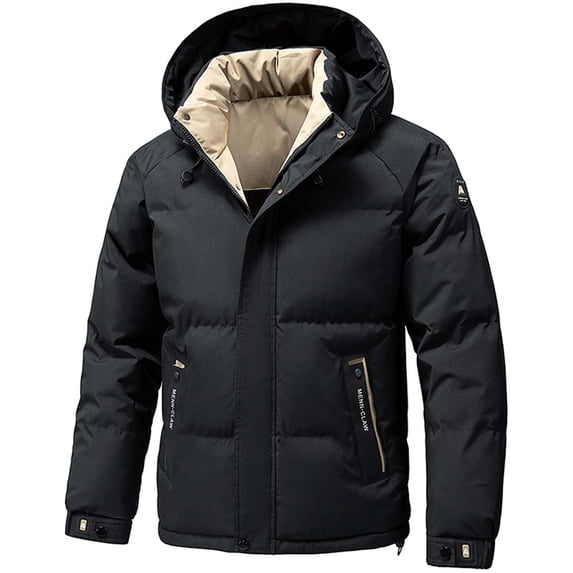 Men's Winter Puffer Jacket - Waterproof Quilted Coat Warm Thicken Ski Parka Full Zip Bubble Jackets Insulated Outerwear with Hood Big and Tall Size M-5XL Black