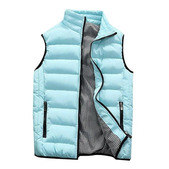 Men's Winter Puffer Vest Coat Casual Warm Zipper Sleeveless Jacket Classic Slim Seam Pea Outwear