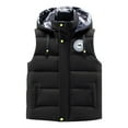 thumbnail image 1 of Men's Winter Puffer Vest Removable Hooded Quilted Padded Sleeveless Vest Color: Black Size: XL, 1 of 3