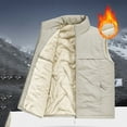 thumbnail image 1 of Men's Winter Puffer Vest Warm Fleece Lined Quilted Puffy Sleeveless Jacket Casual Outdoor Vests Beige XXL, 1 of 3