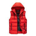 thumbnail image 1 of Men's Winter Puffer Vest with Hood Quilted Padded Sleeveless Vest Winter Outwear Red XXL, 1 of 2