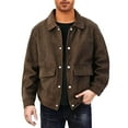 thumbnail image 1 of Men's Winter Retro Long-Sleeve Button-Down Ribbed Workwear Corduroy Jacket with Pockets, Brown, Size XXL, 1 of 4