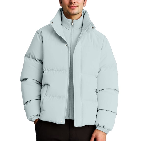 Men's Winter Seasoned Thick Padded Jacket With Two Piece Design Casual Daily Lightweight Insulated Cold Weather Green L