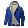 thumbnail image 1 of Men's Winter Sherpa Lined Hoodie Heavyweight Full-Zip Sweatshirt Jackets Winter Warm Jacket Blue L, 1 of 6