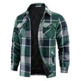 thumbnail image 1 of Men's Winter Shirt Jacket Quilted Lined Plaid Coats Warm Jackets Thick Button Cotton Coat With Pockets (S, Green), 1 of 6