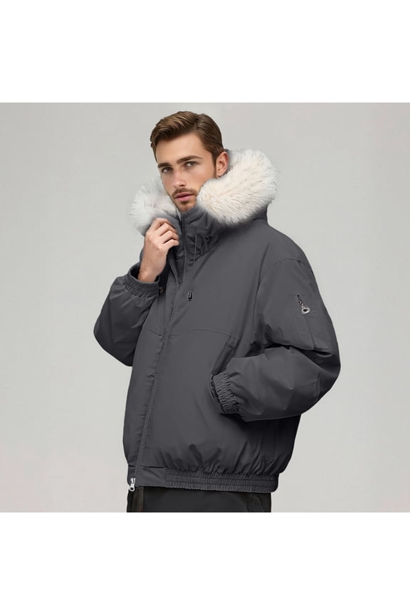 Men's Winter Ski Jacket Insulated Snowboard Jackets Parkas (Grey M)