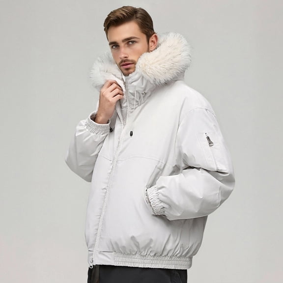 Men's Winter Ski Jacket Insulated Snowboard Jackets Parkas (White XXL)