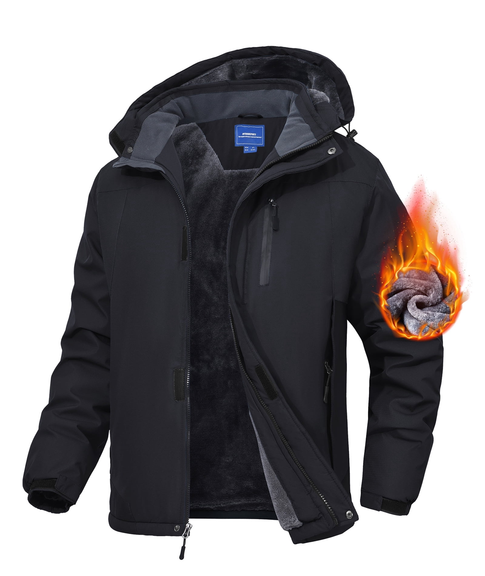 Lavenicole Men's Waterproof Ski Jacket Fleece Lined Warm Winter Snow Coat Mountain Windbreaker Hooded Raincoat