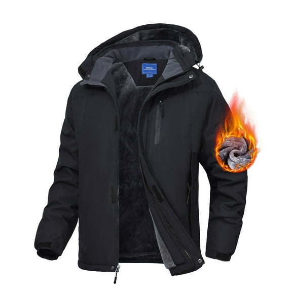 Lavenicole Men's Waterproof Ski Jacket Fleece Lined Warm Winter Snow Coat Mountain Windbreaker Hooded Raincoat