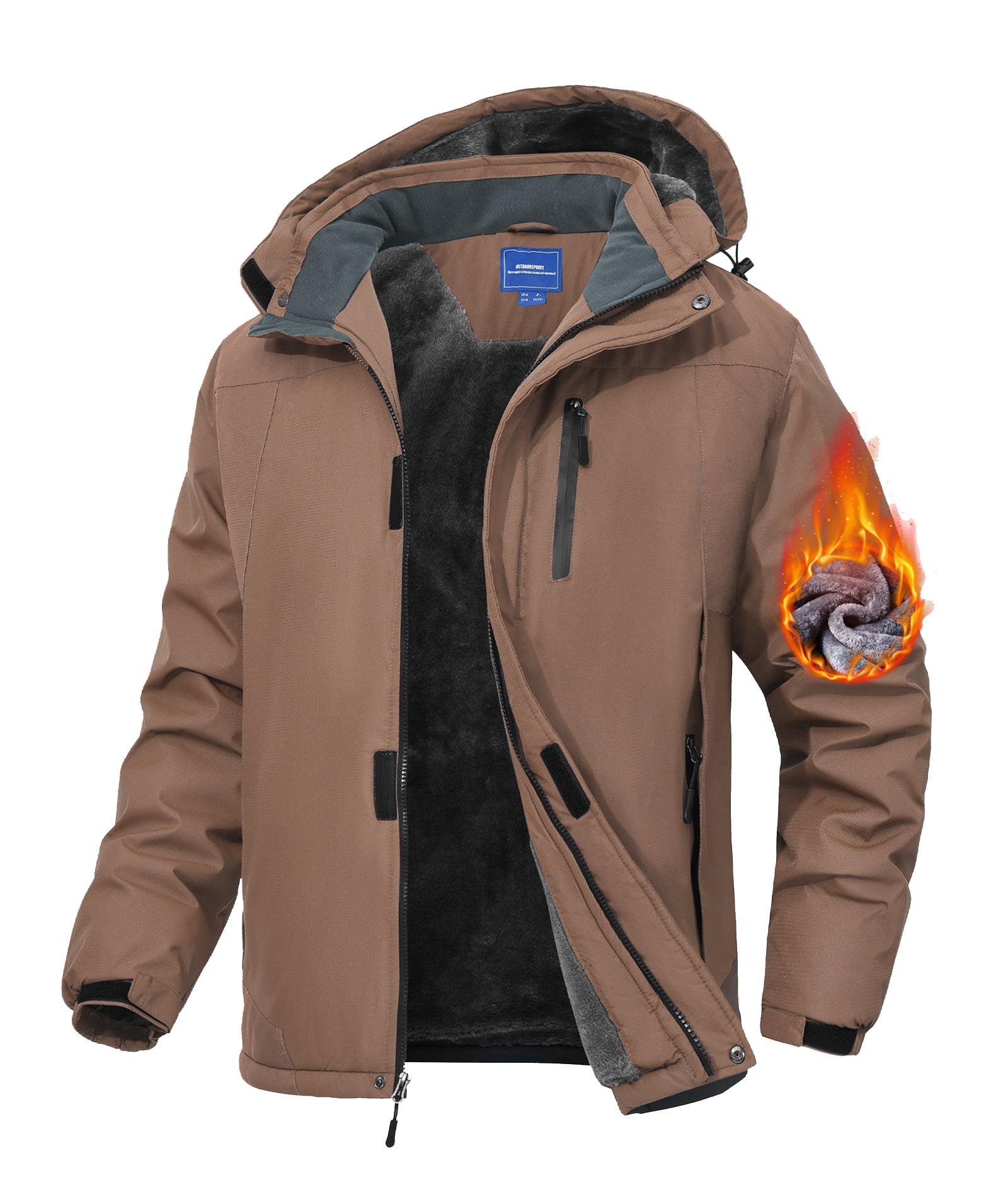 Lavenicole Men's Waterproof Ski Jacket Fleece Lined Warm Winter Snow Coat Mountain Windbreaker Hooded Raincoat