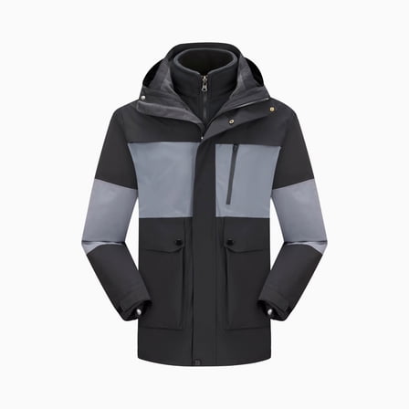 Men's Winter Ski Jacket Windproof Fleece Warm Snowboard Outwear Coat Thicken Hiking Camping Jackets Outdoor Sportswear Black L