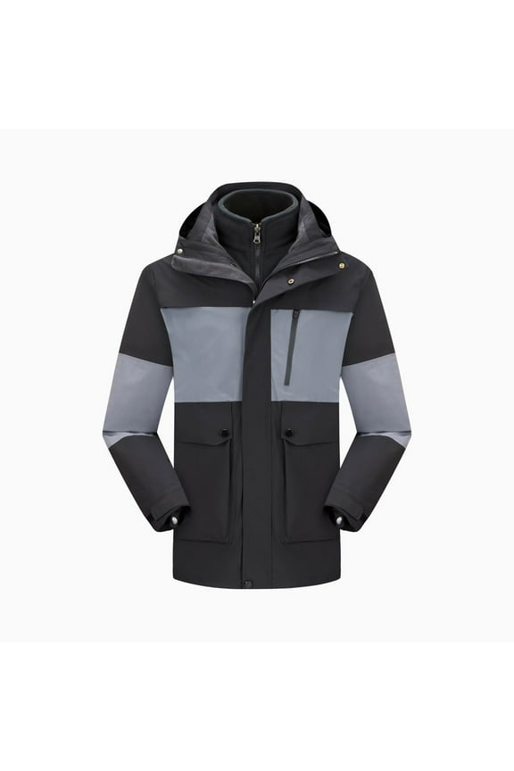 Men's Winter Ski Jacket Windproof Fleece Warm Snowboard Outwear Coat Thicken Hiking Camping Jackets Outdoor Sportswear Black L