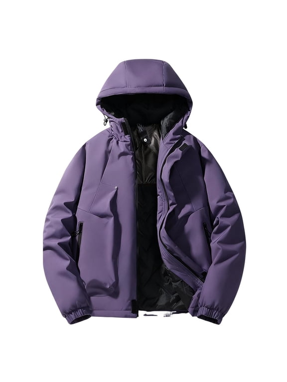 Men's Winter Skiing Jackets Windbreaker Long Sleeve Hooded Parkas Insulatedd Thermal Warm Down Coats Pink 3XL