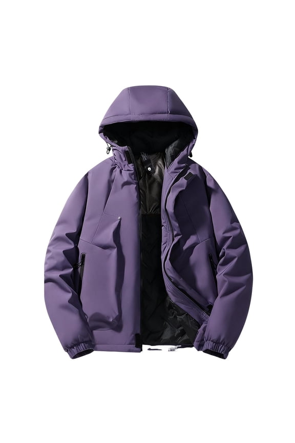 Men's Winter Skiing Jackets Windbreaker Long Sleeve Hooded Parkas Insulatedd Thermal Warm Down Coats White XL