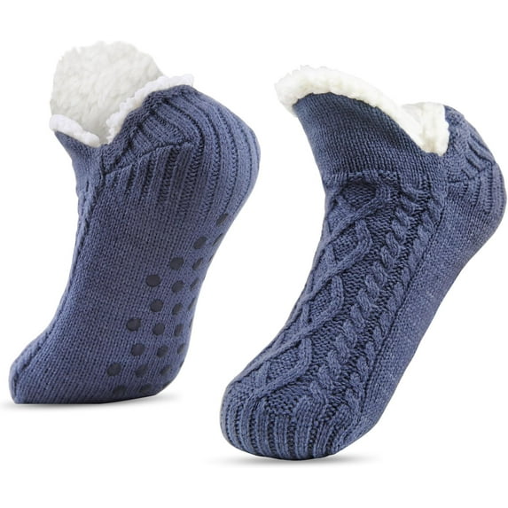 Men's Winter Slipper Socks with Grippers – Warm, Fuzzy, Fleece-Lined, Non-Slip, Cozy & Thick for Cold Weather Comfort