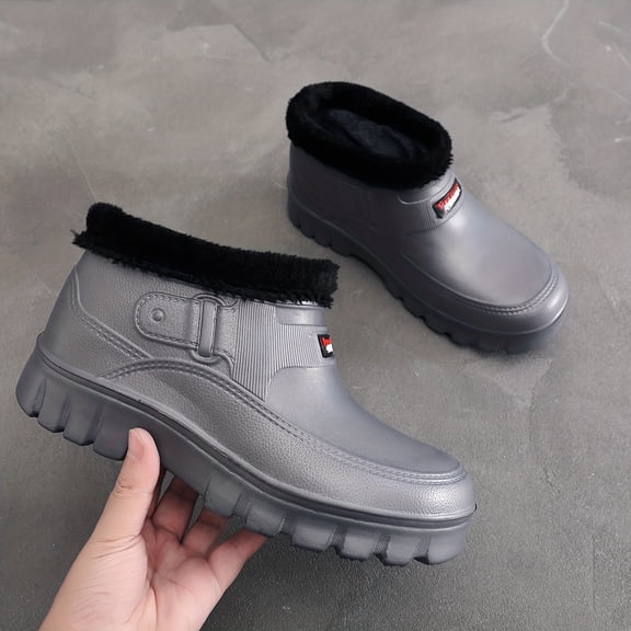 Men's Winter Snow Boot - Fleece Lined, Soft & Warm Slip-On Design for Outdoor Activities and Sports. Perfect for Camping, Car Cleaning, Angling in Cold Weather Conditions