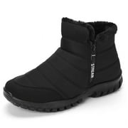 Men's Winter Snow Boots - Waterproof Fur-Lined Warm Ankle Booties | Slip-On with Zipper, Comfortable for Outdoor Walking
