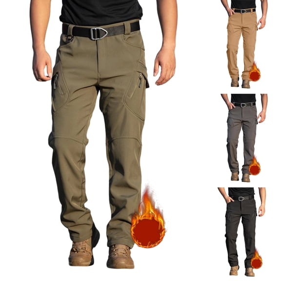 Men's Winter Snow Ski Pants - Insulated Fleece Lined Water Repellent, Lightweight Outdoor Hiking Camping Fishing Pants (Suitable for -10℃ to 5℃) Gray 3XL