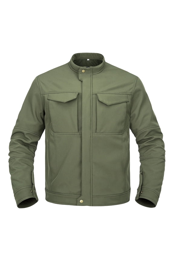 Men's Winter Solid Color Jackets for Fashion Trend and Outdoor Sports, Breathable Windproof Jackets with Tactical Design, Men's Windbreaker and Hiking Gear,Green,S