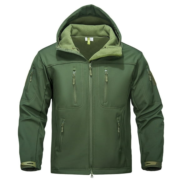 Men's Winter Solid Color Jackets for Fashion Trend and Outdoor Sports, Breathable Windproof Jackets with Tactical Style, Men's Windbreaker and Outdoor Enthusiast Gear,Green,2XL