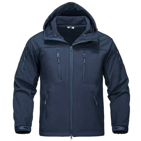 Men's Winter Solid Color Jackets for Fashion Trend and Outdoor Sports, Breathable Windproof Jackets with Tactical Style, Men's Windbreaker and Outdoor Enthusiast Gear,Navy,M