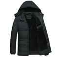 thumbnail image 1 of Men's Winter Solid Color Long Sleeved Jacket Plus Velvet Hooded Parkas, 1 of 6
