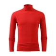 thumbnail image 1 of Men's Winter Solid Color Medium High Neck Designlong Sleeved Round Neck Top, 1 of 4