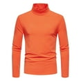thumbnail image 1 of Men's Winter Solid Color Medium High Neck Designlong Sleeved Round Neck Top, 1 of 8