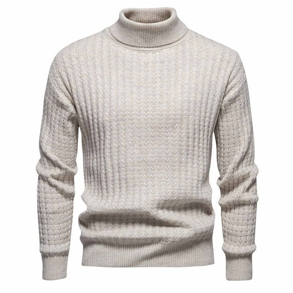 Men's Winter Solid Color Turtleneck Sweater Head Cover High Neck Long Sleeve Warm Knit Pullover
