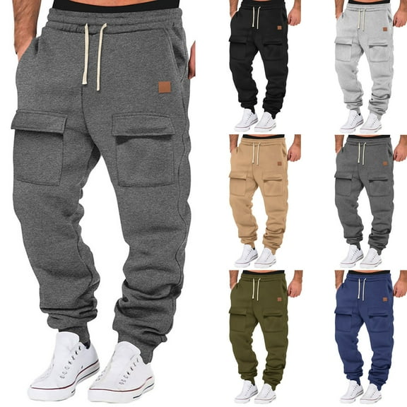 Men's Winter Sweatpants Sweatpants, Relaxed Fit, Sherpa Lined Sweatpants Active Running Jogger Pants Jogger Sweatpants with Pocket and Drawstring Comfortable Sweatpants for Men