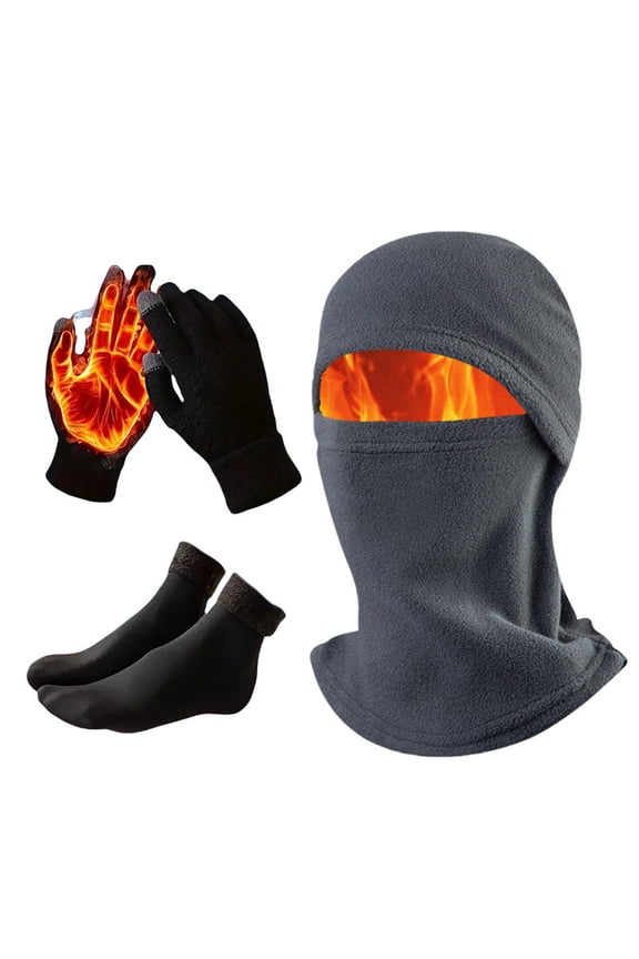 Men's Winter Thermal 3-in-1 Set - Windproof Fleece Beanie, Gloves, and Balaclava Face Mask for Skiing Cycling - Anti-Fog Cold Weather Gear