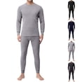 thumbnail image 1 of Men's Winter Thermal Base Layer Set, Golden Fleece Round Neck Long Sleeve Quick-Dry Top and Pants, Warm Sportswear For Fitness and Outdoor,Dark Gray,2XL, 1 of 5