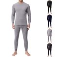 thumbnail image 1 of Men's Winter Thermal Base Layer Set, Golden Fleece Round Neck Long Sleeve Quick-Dry Top and Pants, Warm Sportswear For Fitness and Outdoor,Light Gray,3XL, 1 of 5