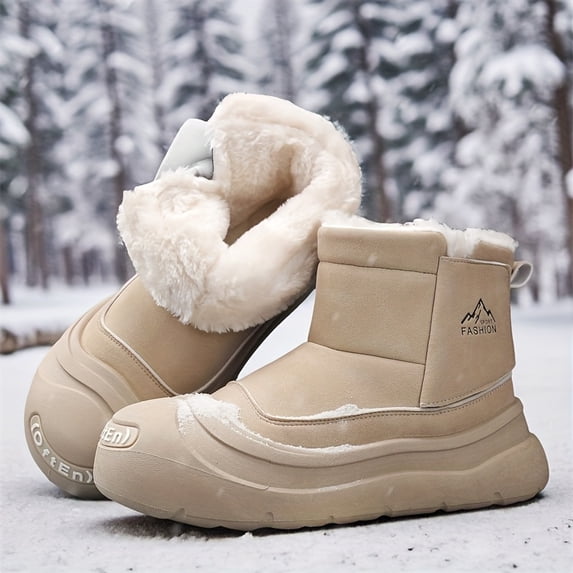 Men's Winter Thermal Insulated Snow Boots with Thick Sole & Warm Lining - Short Hiking Boots for Ice Traction, Cold Weather, Outdoor Activities (Snowshoe Compatible) - Easy Slip-On Design for city
