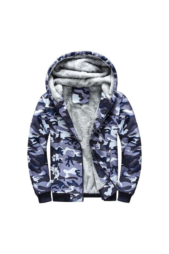 Men's Winter Thermal Jacket Outdoor Warm Coat Windproof Lined Hooded Full Zip Casual Workwear Outerwear