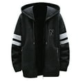 thumbnail image 1 of Men's Winter Thermal Knitwear Jackets Fashion Stripe Contrast Color Sleeve Hooded Coats With Zipper Closure Pockets, 1 of 4