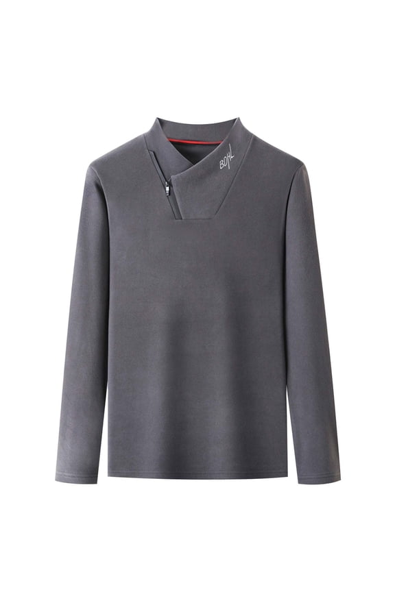 Men's Winter Thermal Long Sleeve V Neck Embroidered T-Shirt Base Layer Soft Comfortable Inner Wear Top Mens Work Shirts Summer Basic Tee Shirts