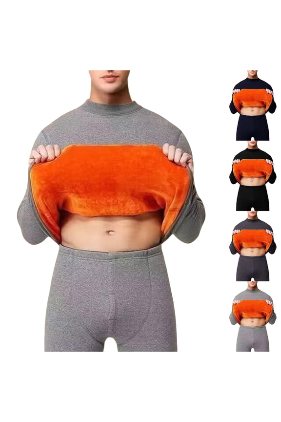 Men's Winter Thermal Underwear Set, Ultra-Thick Fleece Long Sleeve Top and Pants, Warm and Cozy Base Layer For Extreme Cold Weather Protection,Black,M