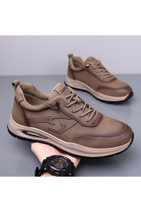 Men's Winter Thick-Soled Work & Sports Shoes - Low-Top Lace-Up Upper & Rubber Sole, Insole, Warm Traction Tires for Cold Weather, Casual Outdoor Shoes