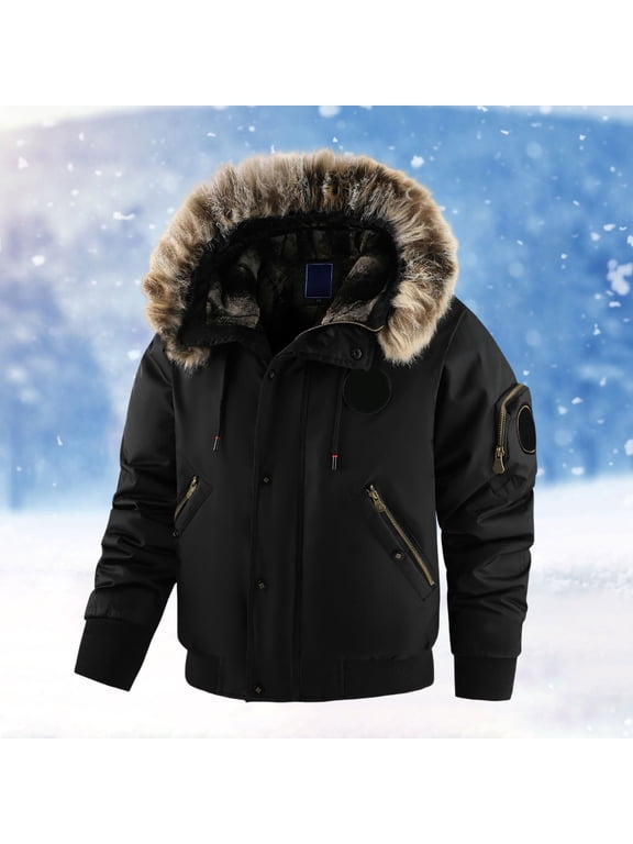 Men's Winter Thicken Coat Warm Puffer Jacket (Black XXL)